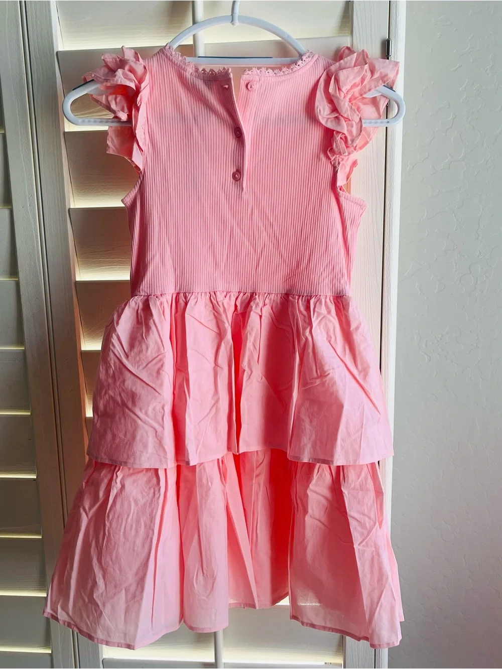 Janie and Jack Light Pink Ribbed Tank tiered with Ruffle Trim